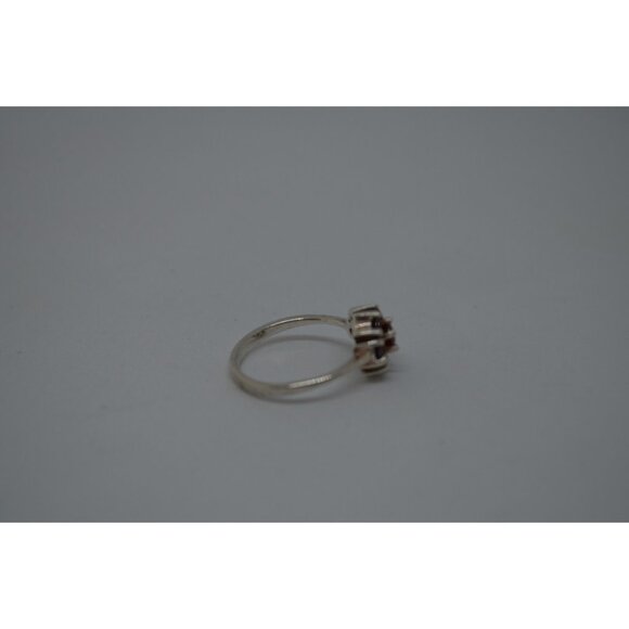 Sterling Silver Ring w Orange Red Stones in Flower Setting Pattern 925 Size 5.75 - Picture 4 of 6